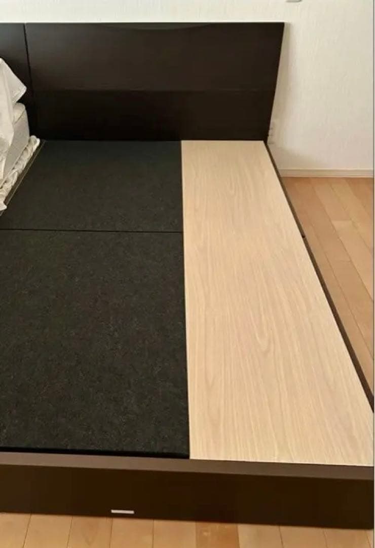 ★送料込★ セミダブル　ベッドフレーム　２台　ASLEEPウォルナット　左収納②