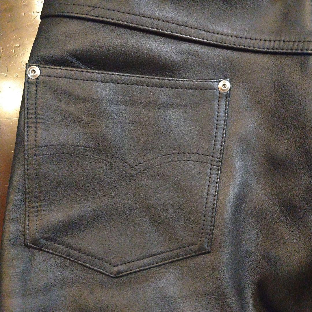 Schott レザー ストレートパンツ 黒