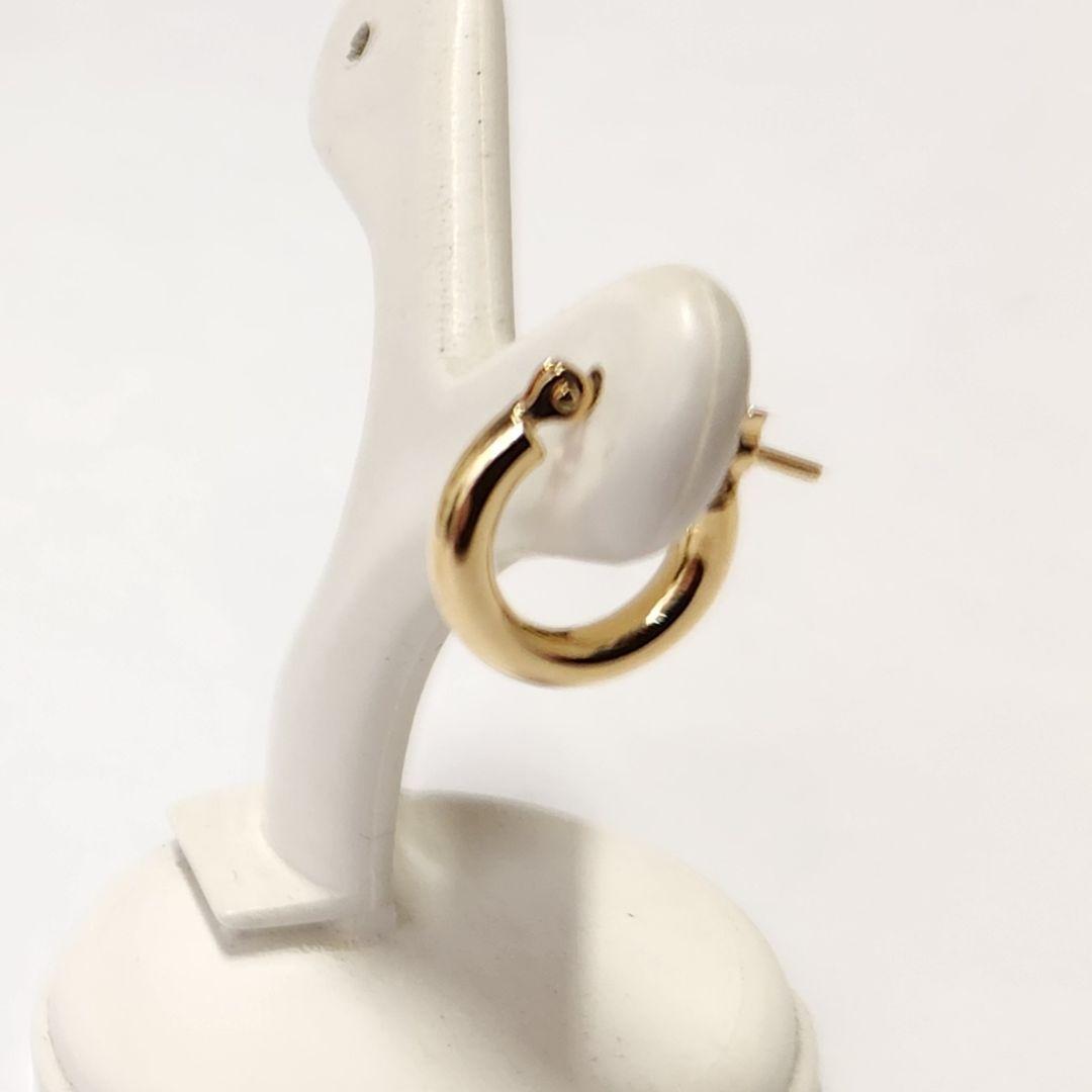 新品　K18シンプルフープピアス(リングピアス)　サイズ2mm×10mm　両耳分