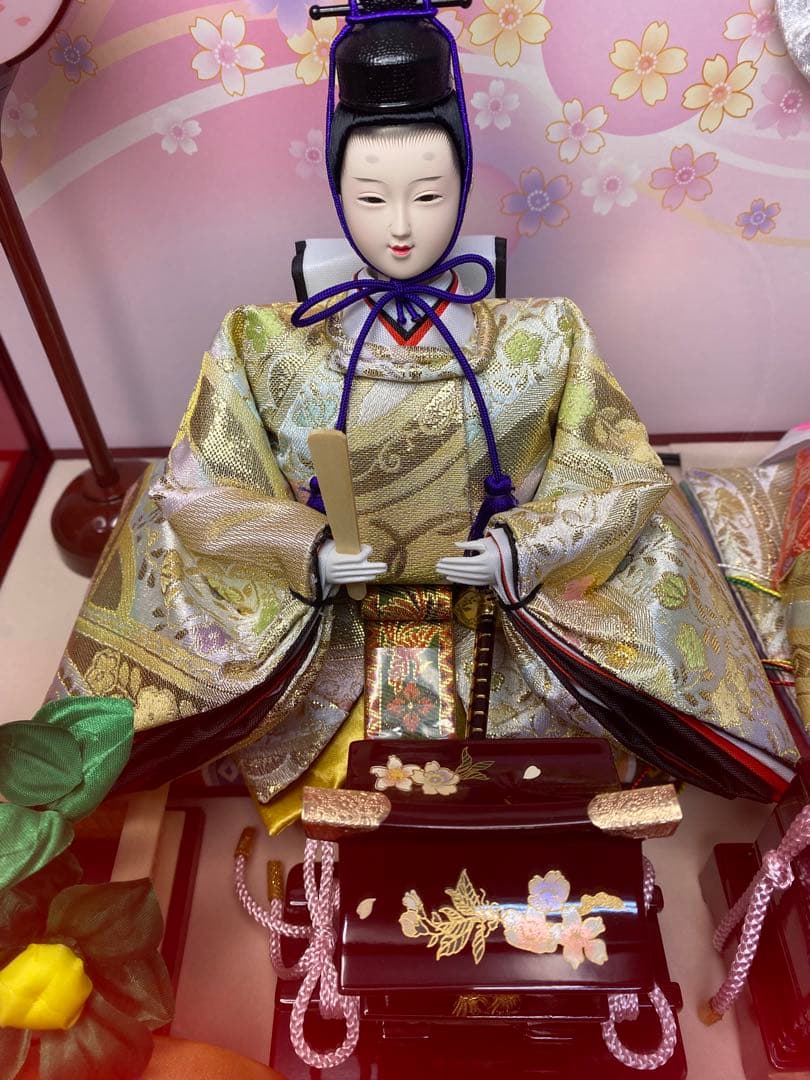 東京久月　雛人形アクリルケース入り親王飾り・間口約５６×奥行約３１×高さ約３４㎝