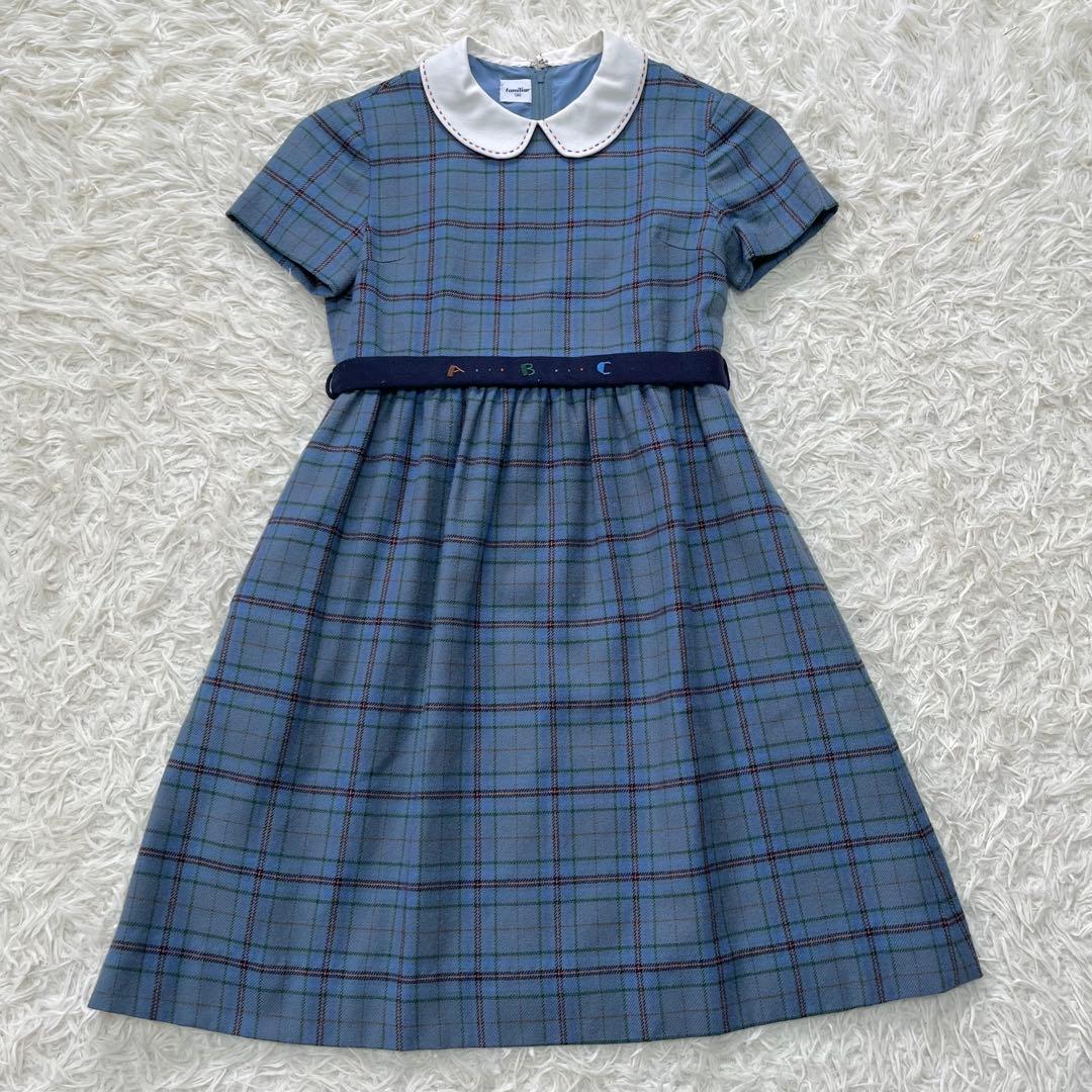 ファミリア✨フォーマルアンサンブルスーツ130 白襟ワンピース ボレロカーデ受験