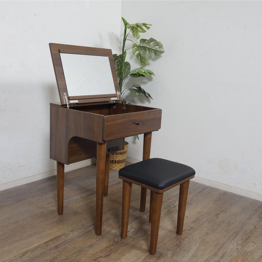 【新品】ドレッサーセット　デスク兼用　コンパクト　スツール付き　アンティーク風