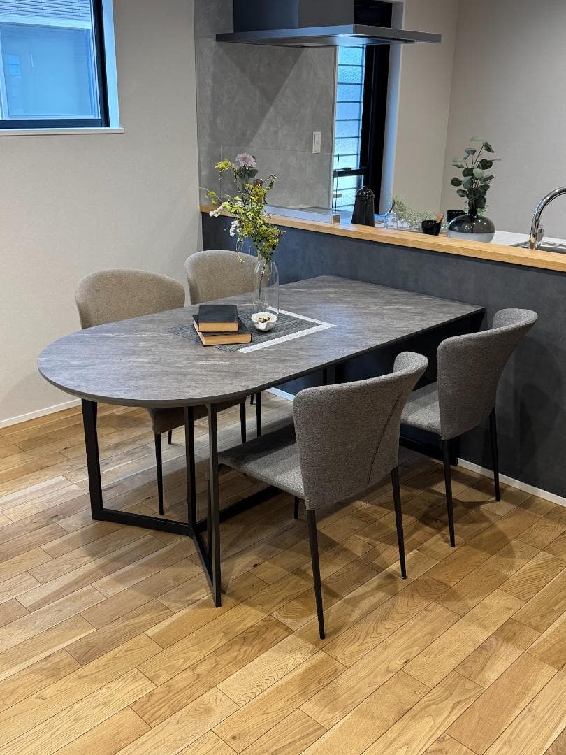 モデル展示 未使用品 ダイニングチェア２脚セット グレー布地 CHERRY