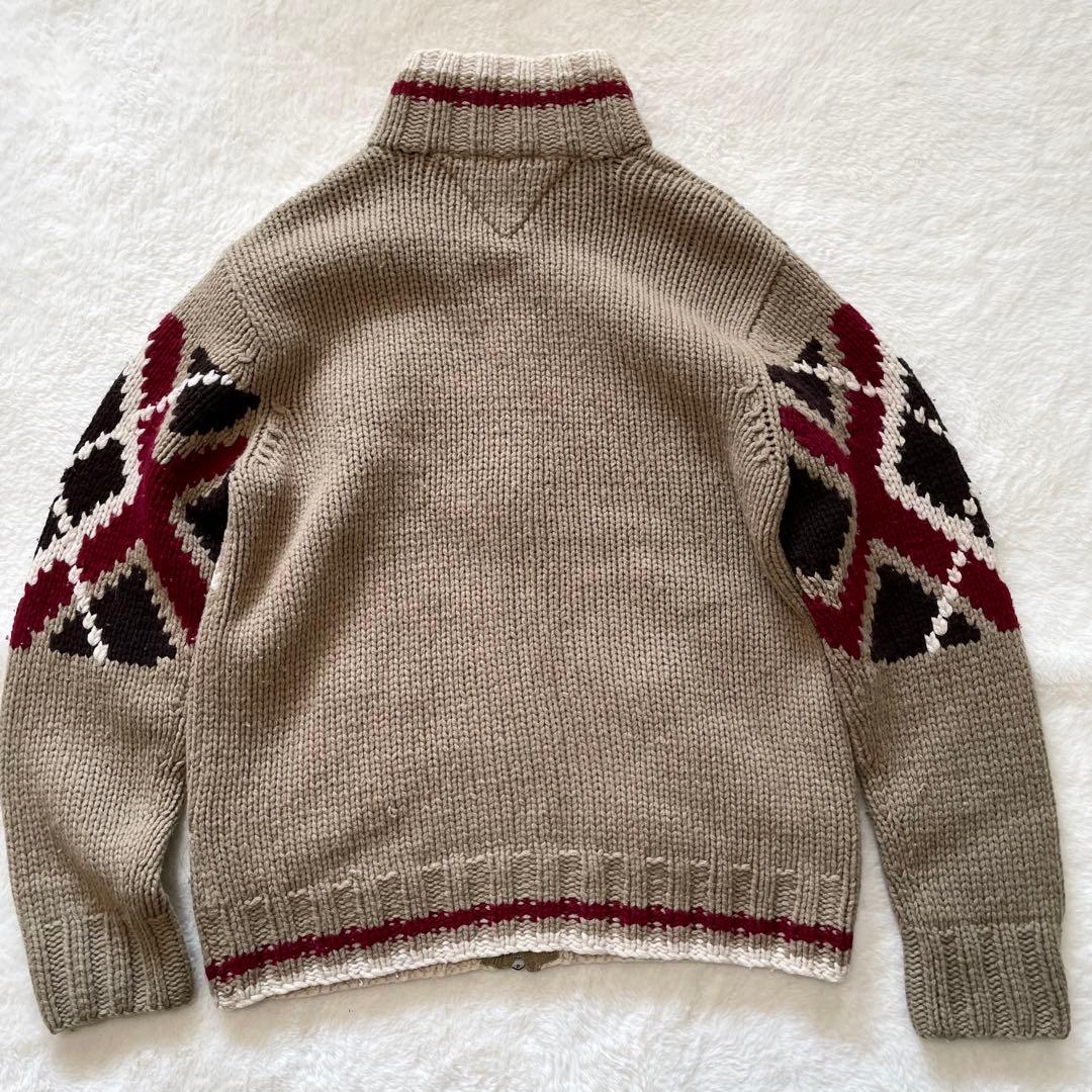 【希少】トミーヒルフィガー　ネイティブ柄　カウチン　ドライバーズニット　L