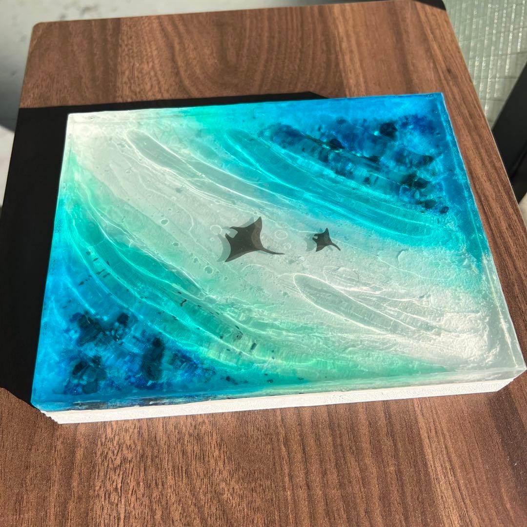 【レジンアート】波紋アート／15cm × 20cm／枠なし