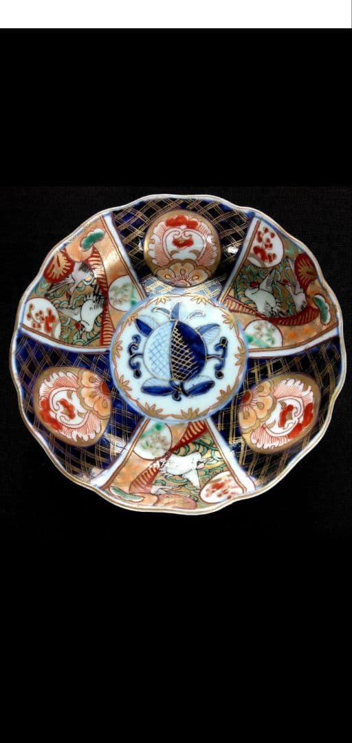 明治～大正 古伊万里 絢爛豪華 金襴手 二重角冨紋 膾皿 5客揃 角富 なます皿