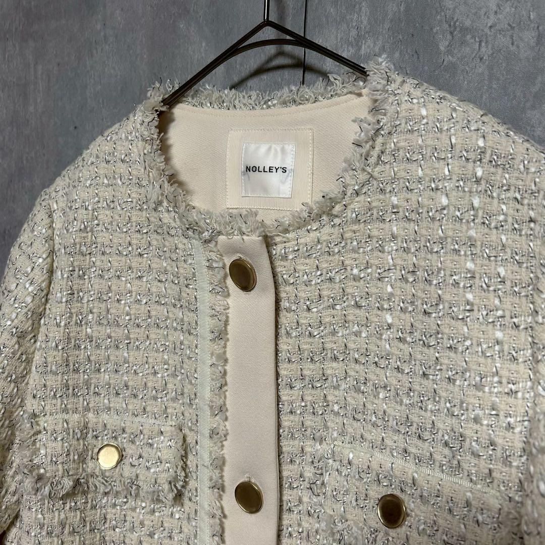 美品 NOLLEY’S ノーリーズ ツイードジャケット ノーカラー フォーマル