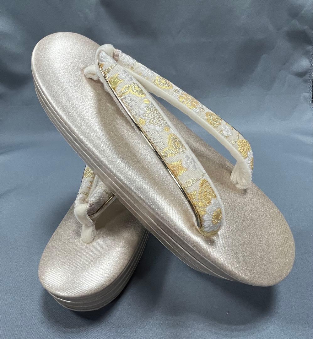 草履バックセット礼装用　西陣帯地使用　厚底草履24cm ソフト鼻緒裏　彩ブランド