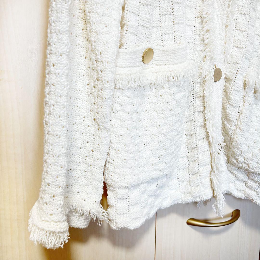 allureville アルアバイル フリゼパターンMIXカーディガン 2 金釦