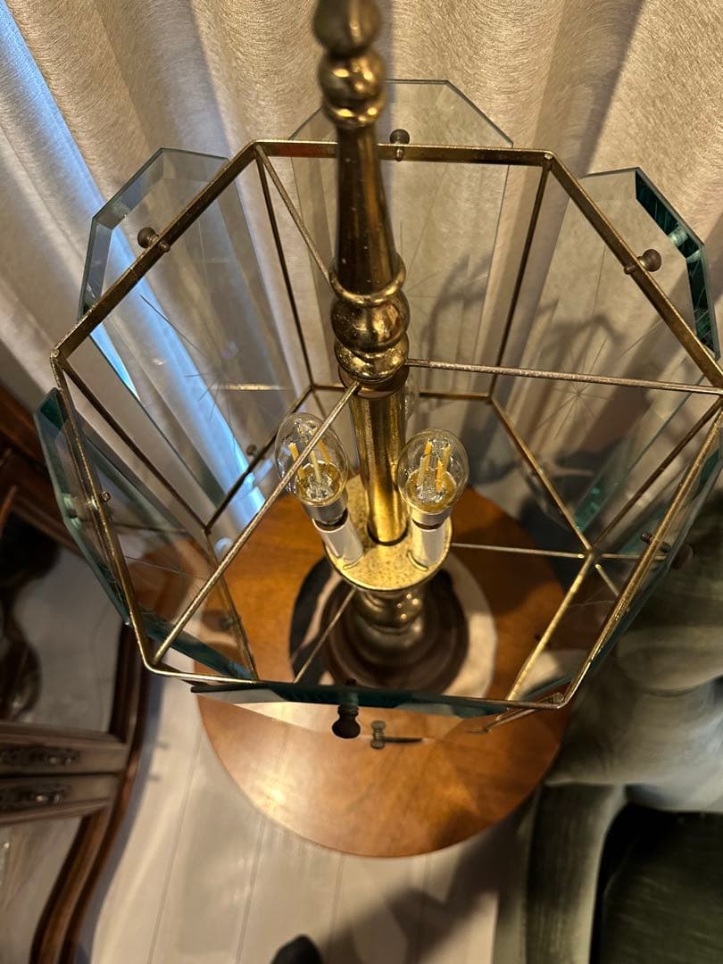 1950年代アメリカ製　サンバースト ガラスシェード　ランプ　ミッドセンチュリー