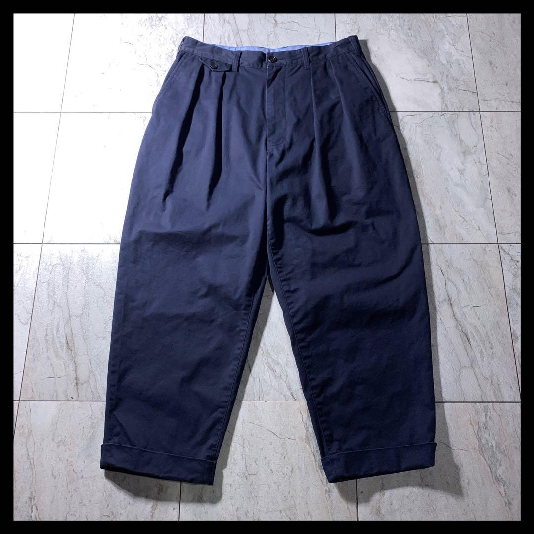BEAMS+ 百名品 2プリーツ タック チノ トラウザーズ ネイビー M 美品