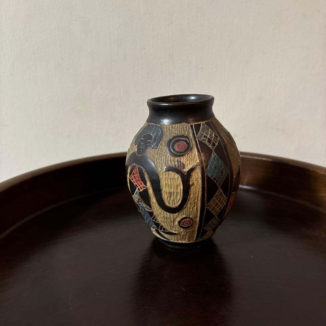 琉球　古典焼　小壺　④ 壺屋焼　やちむん　古民芸　アンティーク　骨董品検:李朝.