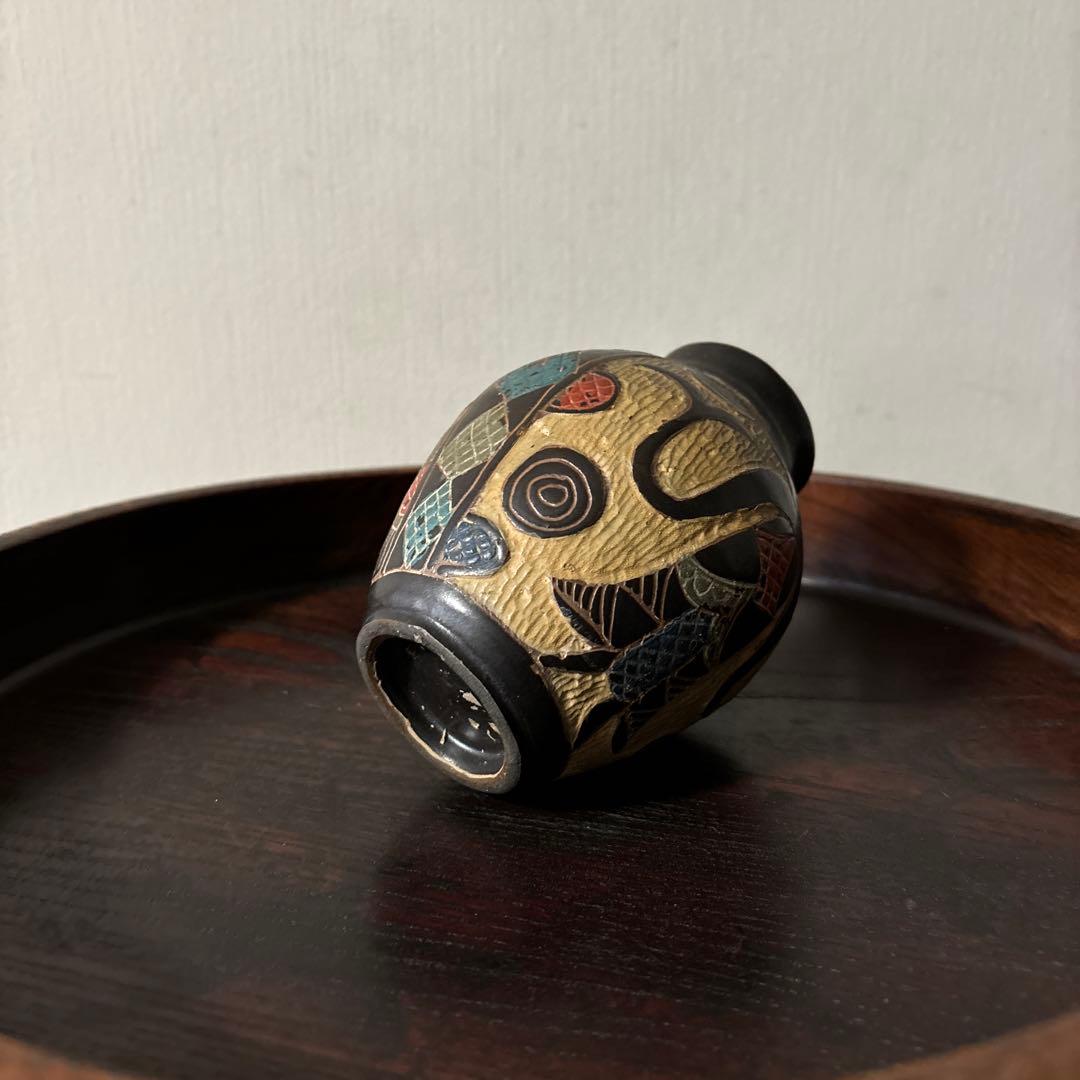 琉球　古典焼　小壺　④ 壺屋焼　やちむん　古民芸　アンティーク　骨董品検:李朝.