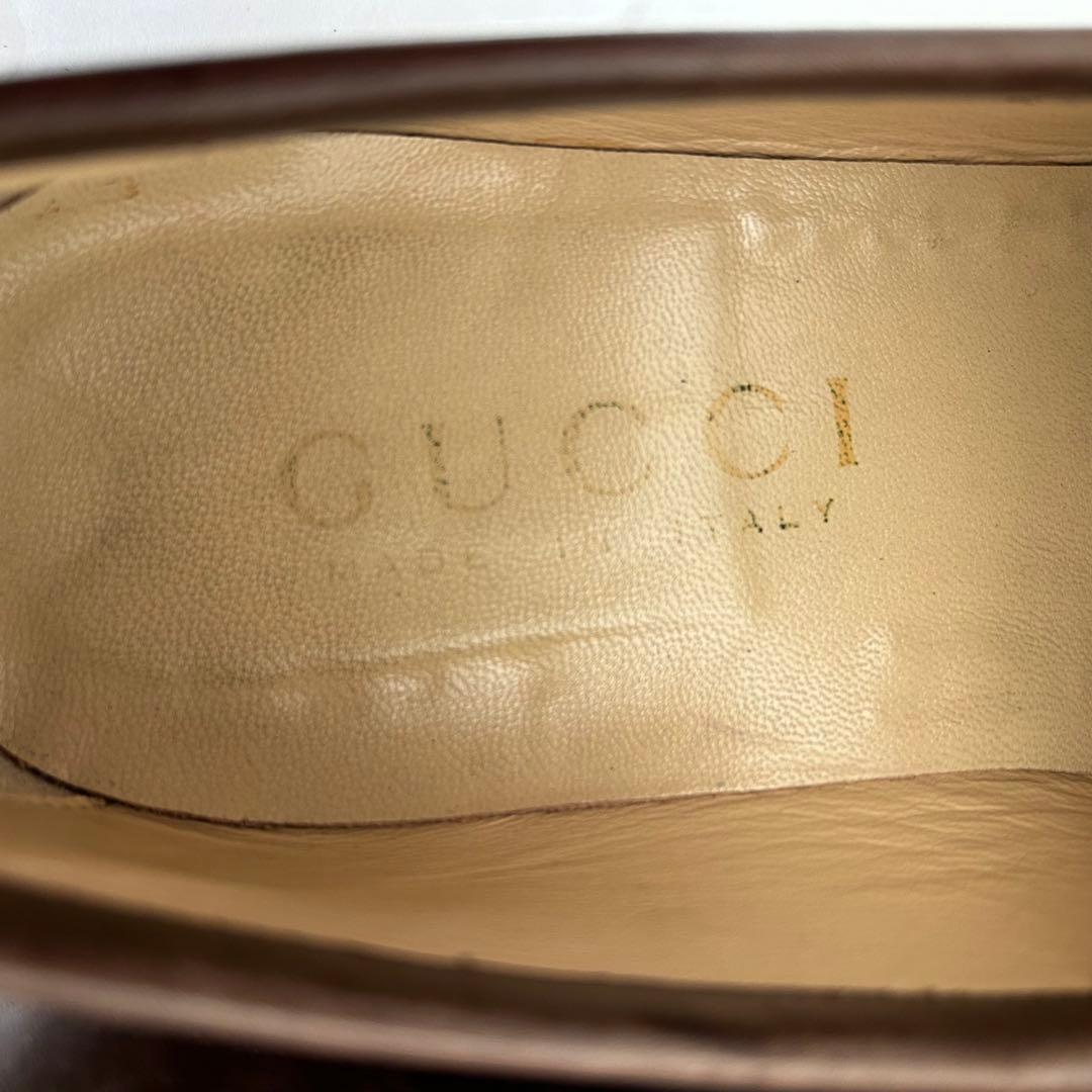 【箱付袋付】GUCCI ブラウンレザー ローファー　靴　42E ホースビット