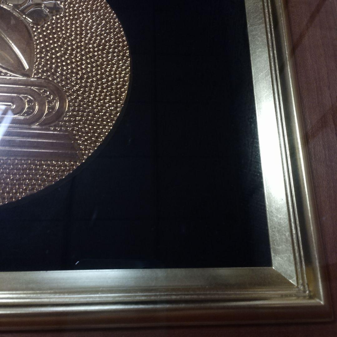 ★スピード発送★送料込★家紋【純金メッキ】純金鍍金　銅　高級木製額縁 　額受金具