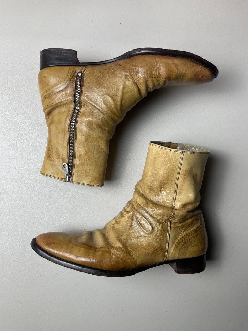 Mihara Yasuhiro 初期 炙り出しサイドジップブーツ 27