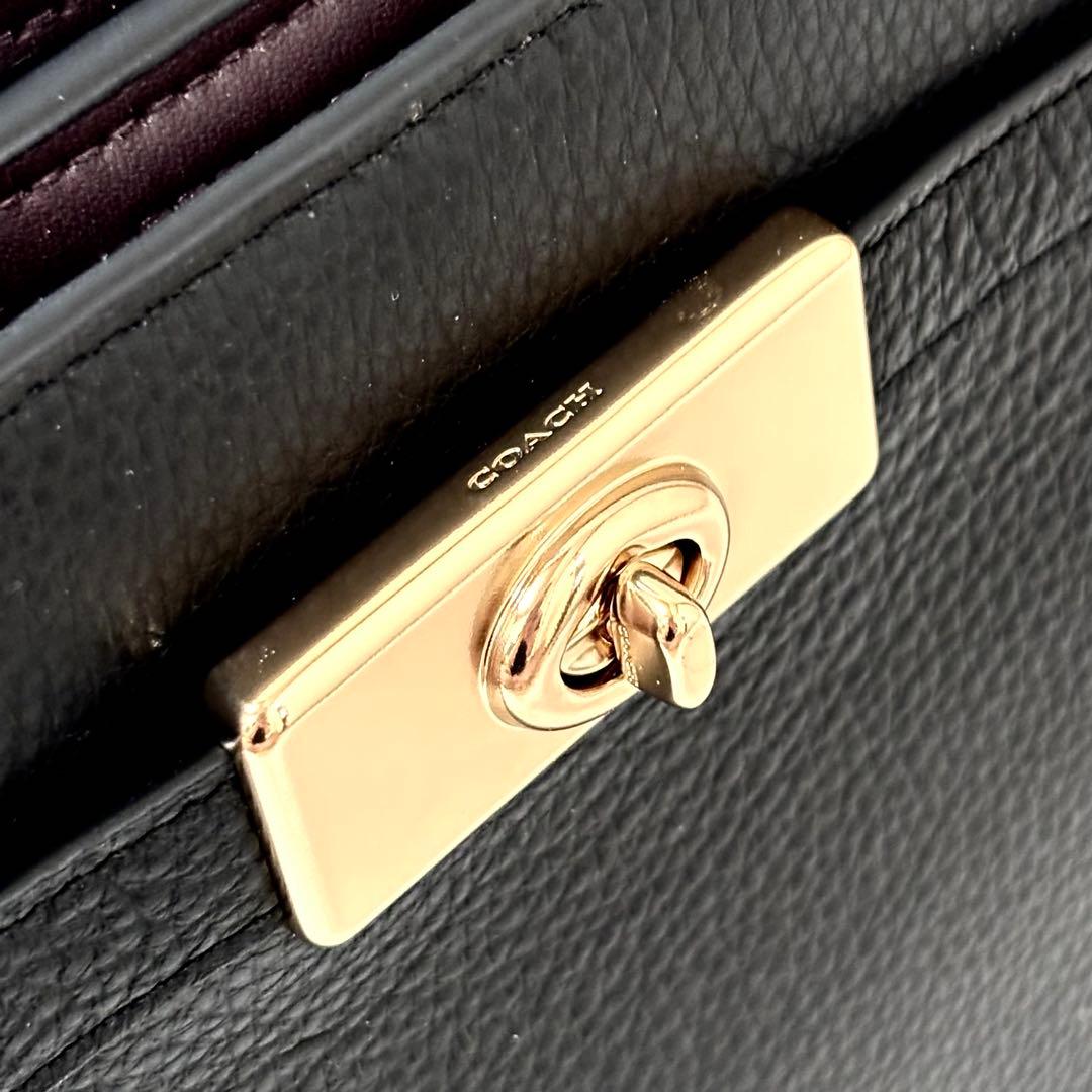 未使用級✨COACH コーチ・2wayバッグ レザー ターンロック ブラック