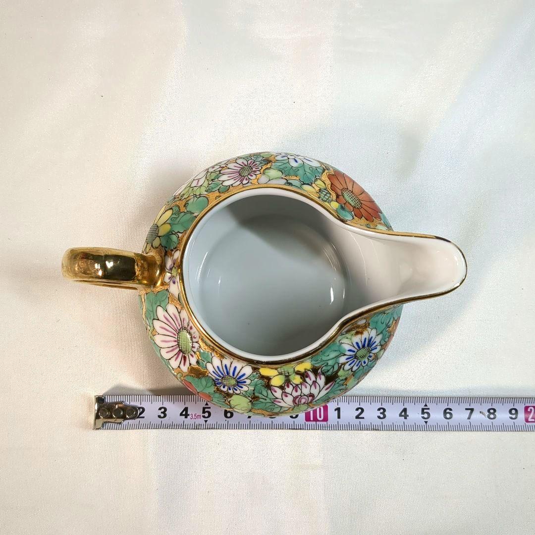 中国　大清乾隆年製　金彩花詰　大皿１枚　中皿６枚　ポット１個　骨董　アンティーク