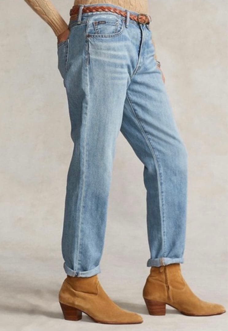 芸能人着用◎ラルフローレン　レザースキニーベルト　ダークブラウン