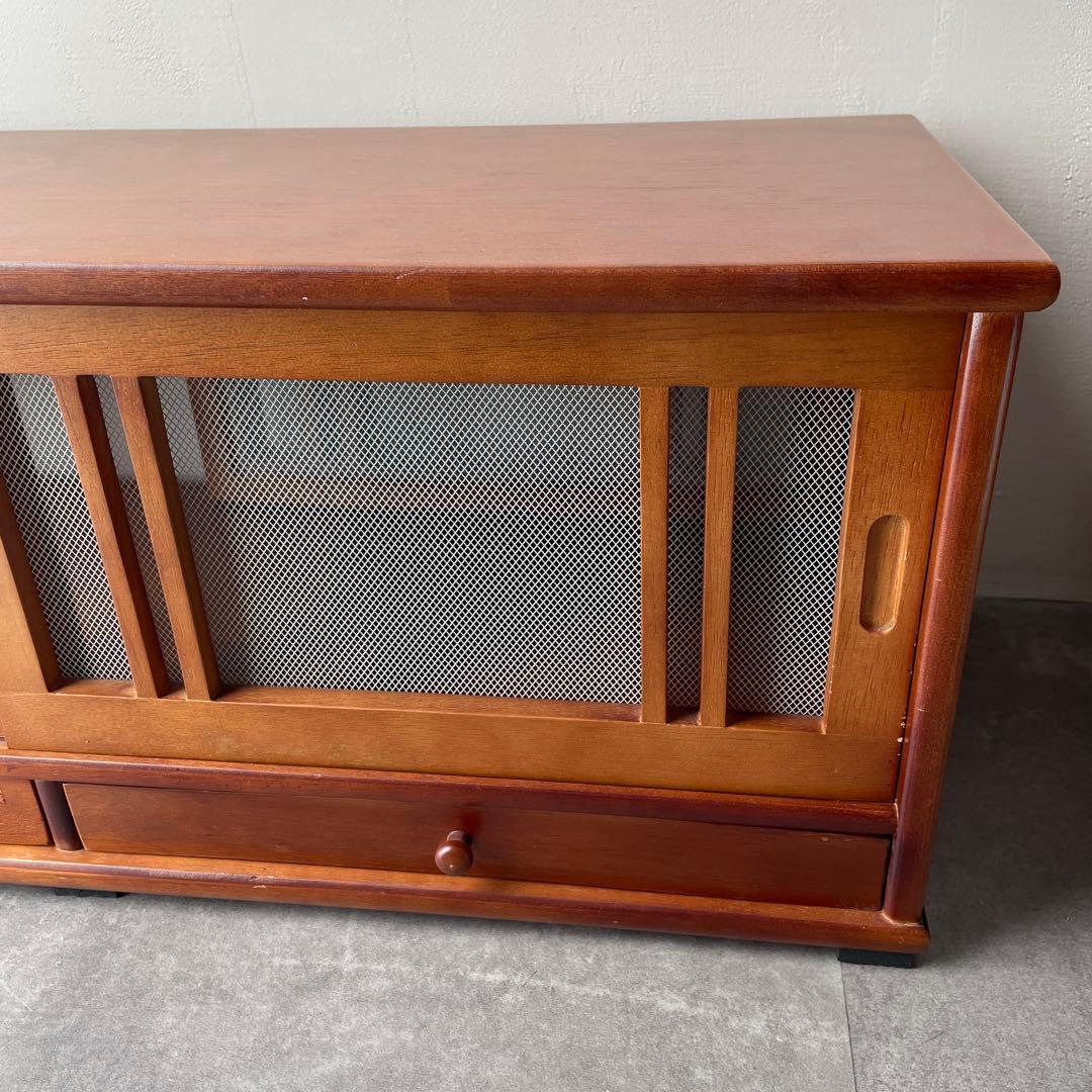 網戸つき　戸棚　蝿帳（はいちょう）　食器棚　キッチンファニチャー　木製　レトロ