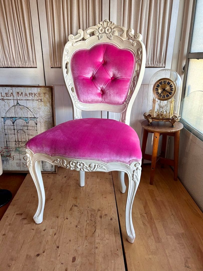 ロココ調　椅子　プリンセス　姫　ダイニングチェアA　ピンク　アンティーク