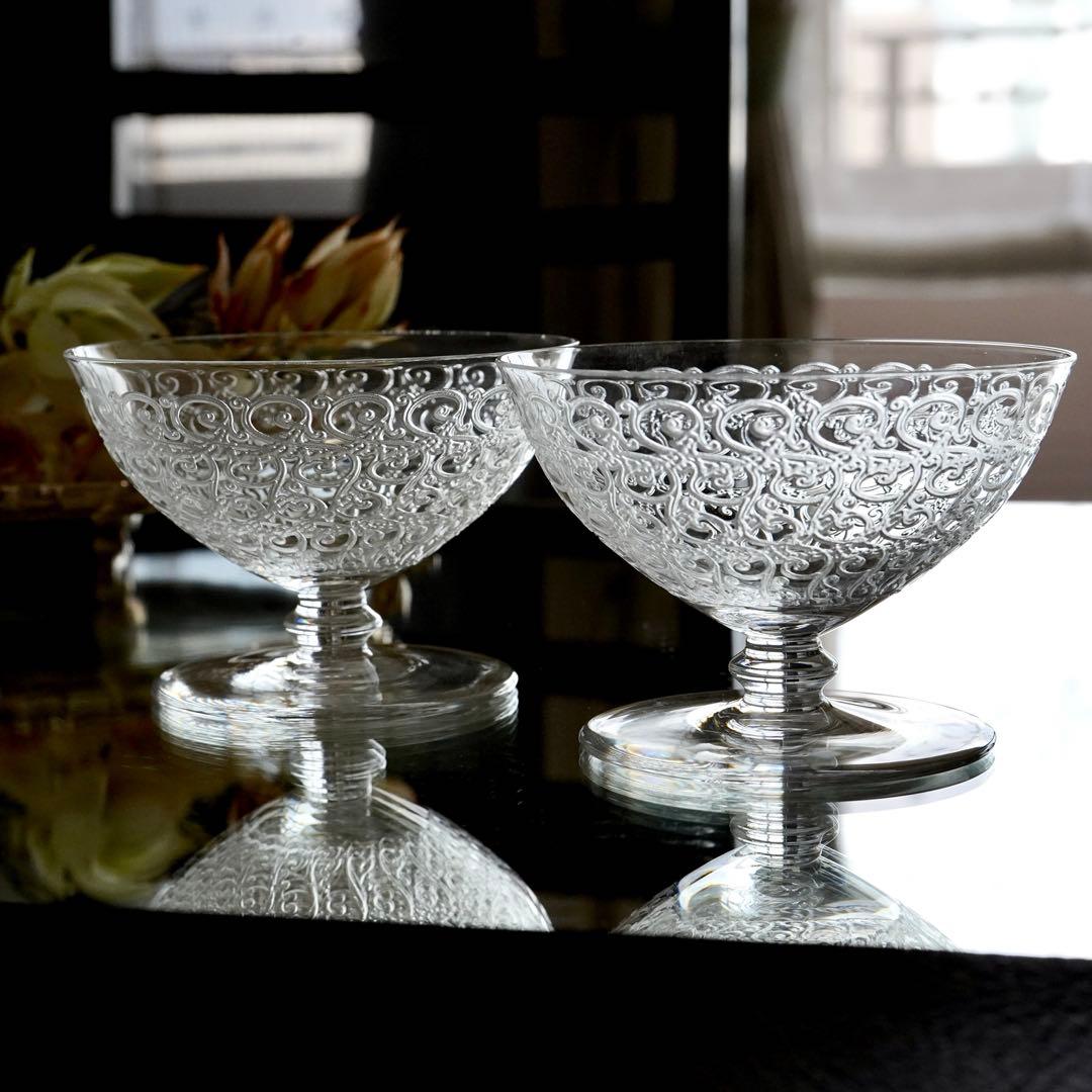 ★希少 オールドバカラ シャトーブリアン シャンパンクープ グラス ペア 極美品