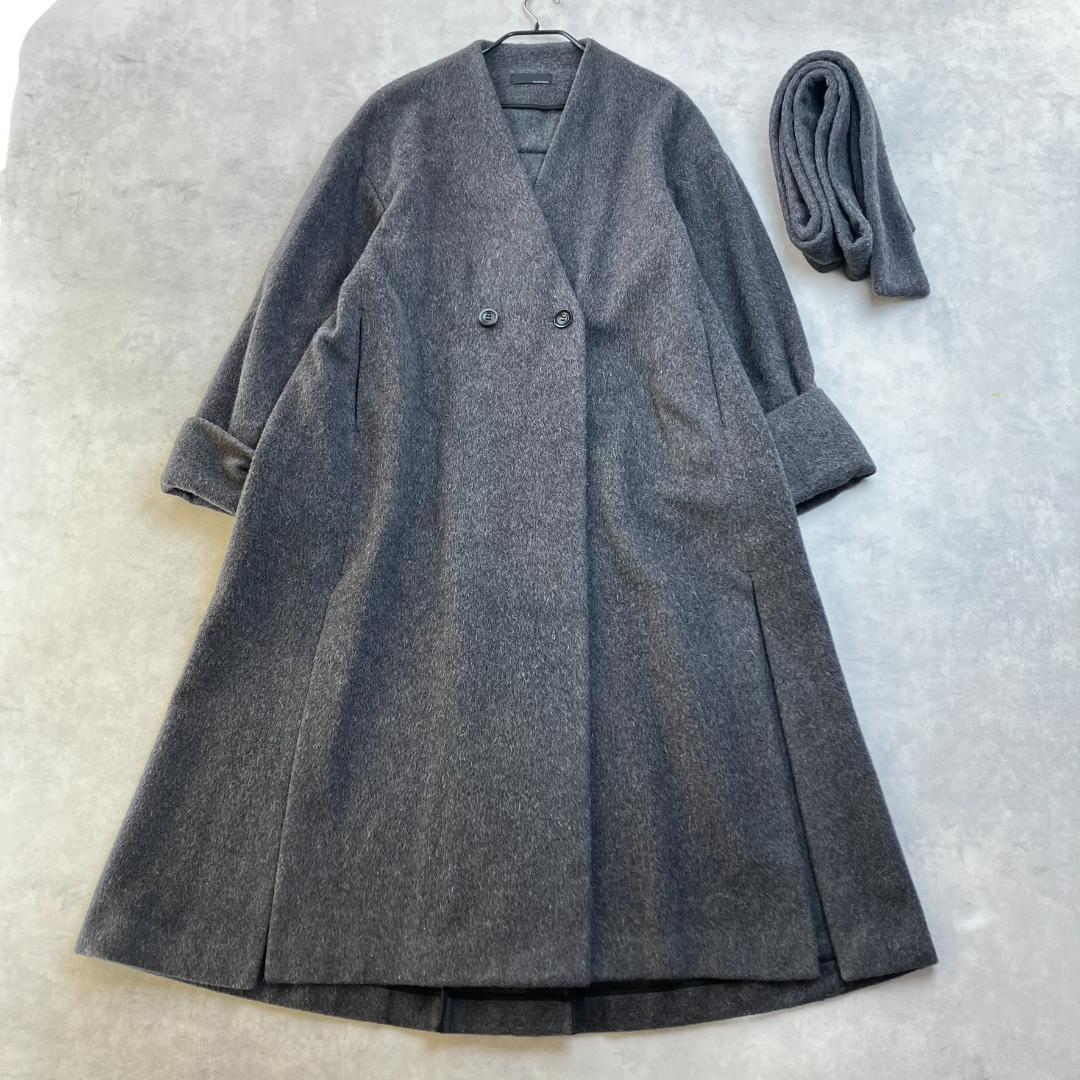 美品　スタイリング　ケイシラハタ　シャギーウールノーカラーボリュームコート754