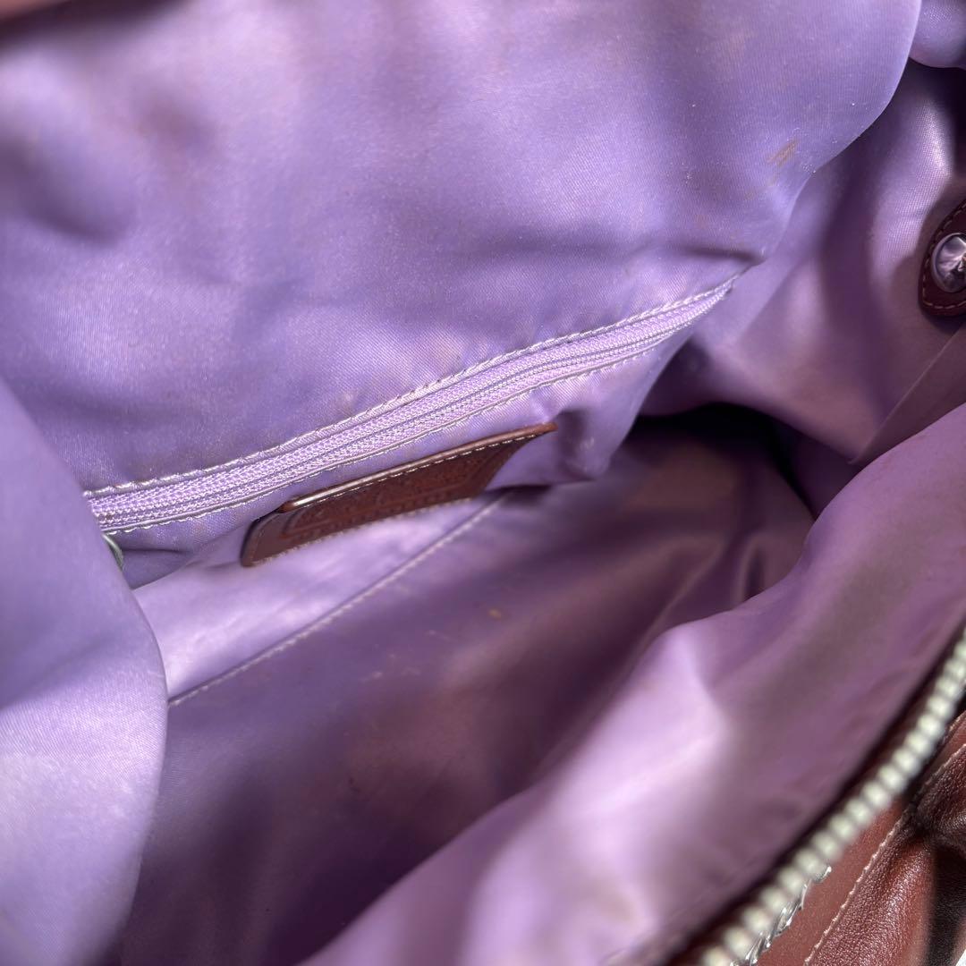 COACHコーチ✨レザー ハンドバッグ ブラウン茶 サイドフック形状変化　y2k