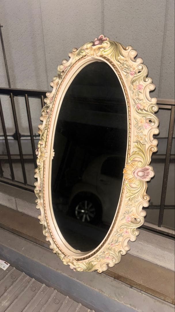 最終値下げ　ロココ調ミラー　大型　楕円形壁掛け鏡