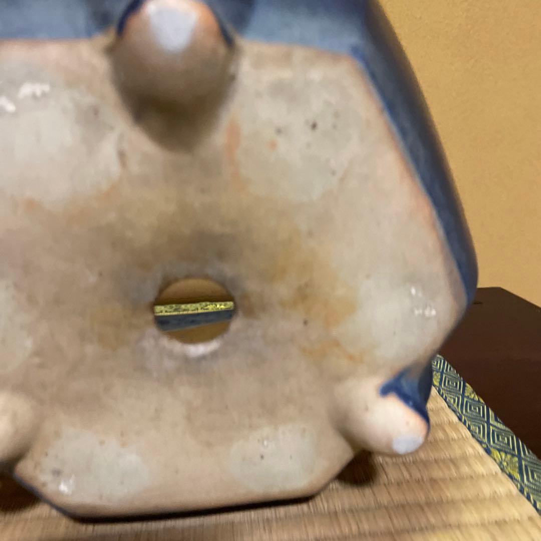 瀬戸焼 瑠璃釉 六角植木鉢 天山鉢 富貴蘭 山野草 盆栽 園芸 陶器製