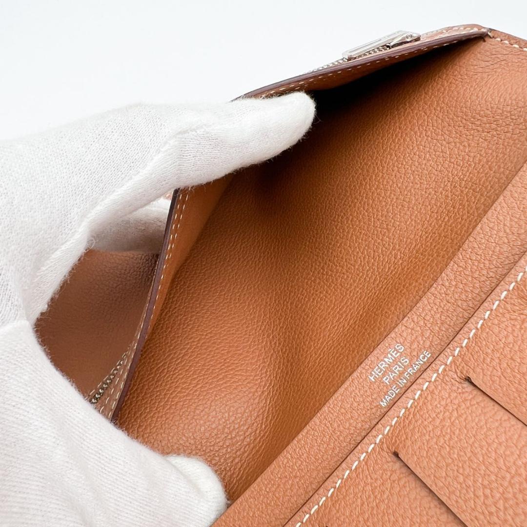 【美品 箱付き】エルメス シチズン ツイル ロング シルクイン 長財布 ブラウン