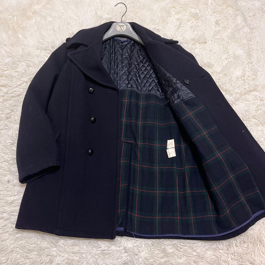 希少　ブルックスブラザーズ　ピーコート　80’s　チェック　キルティング　くるみ