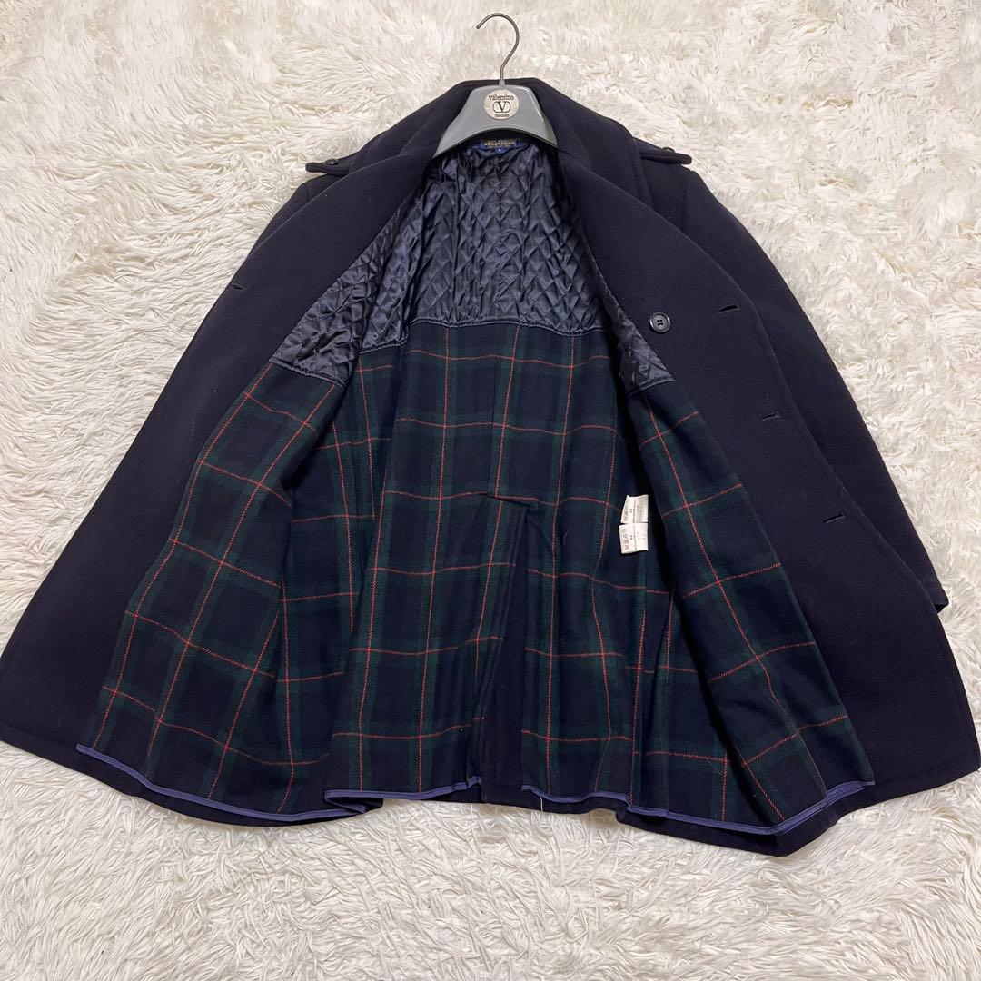 希少　ブルックスブラザーズ　ピーコート　80’s　チェック　キルティング　くるみ