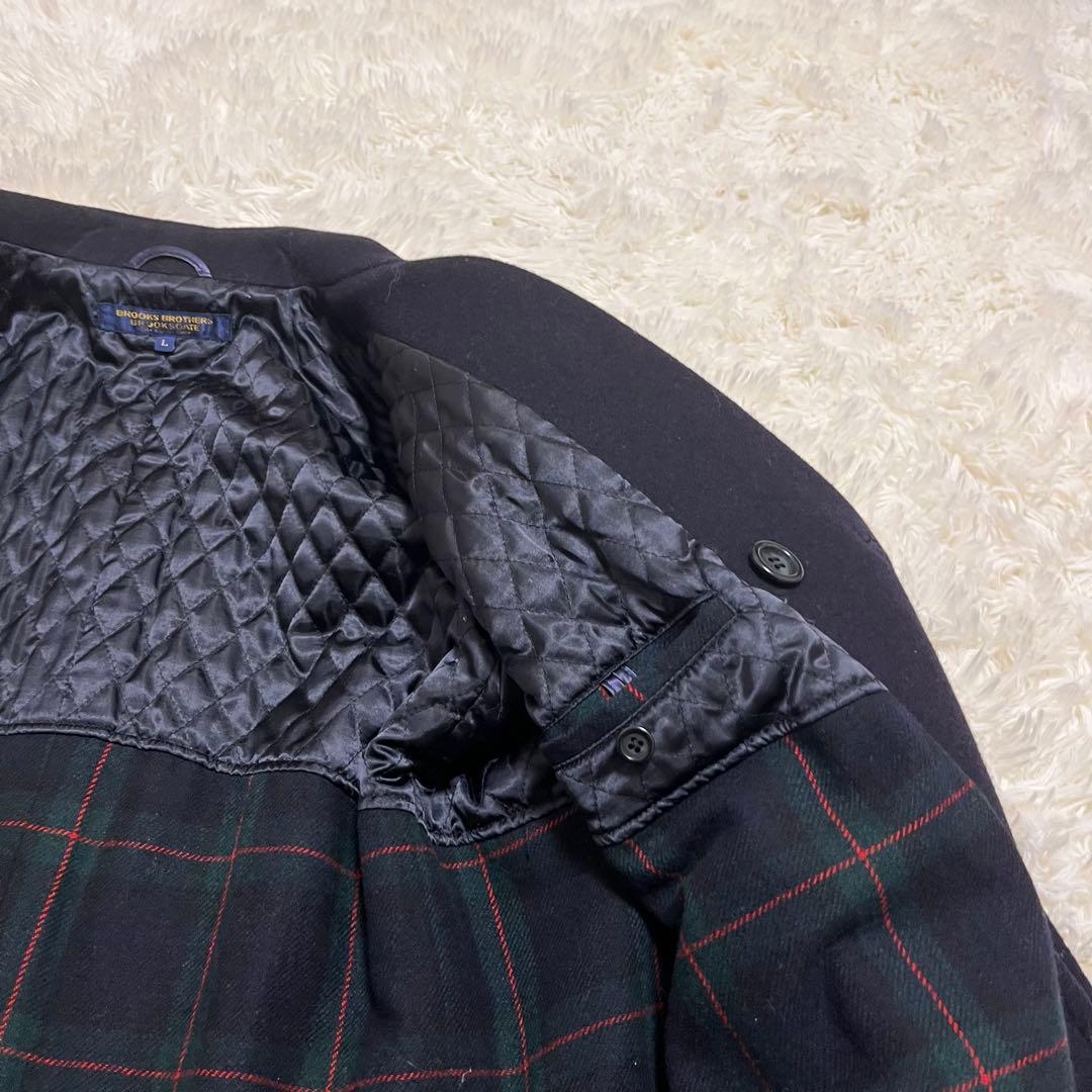 希少　ブルックスブラザーズ　ピーコート　80’s　チェック　キルティング　くるみ