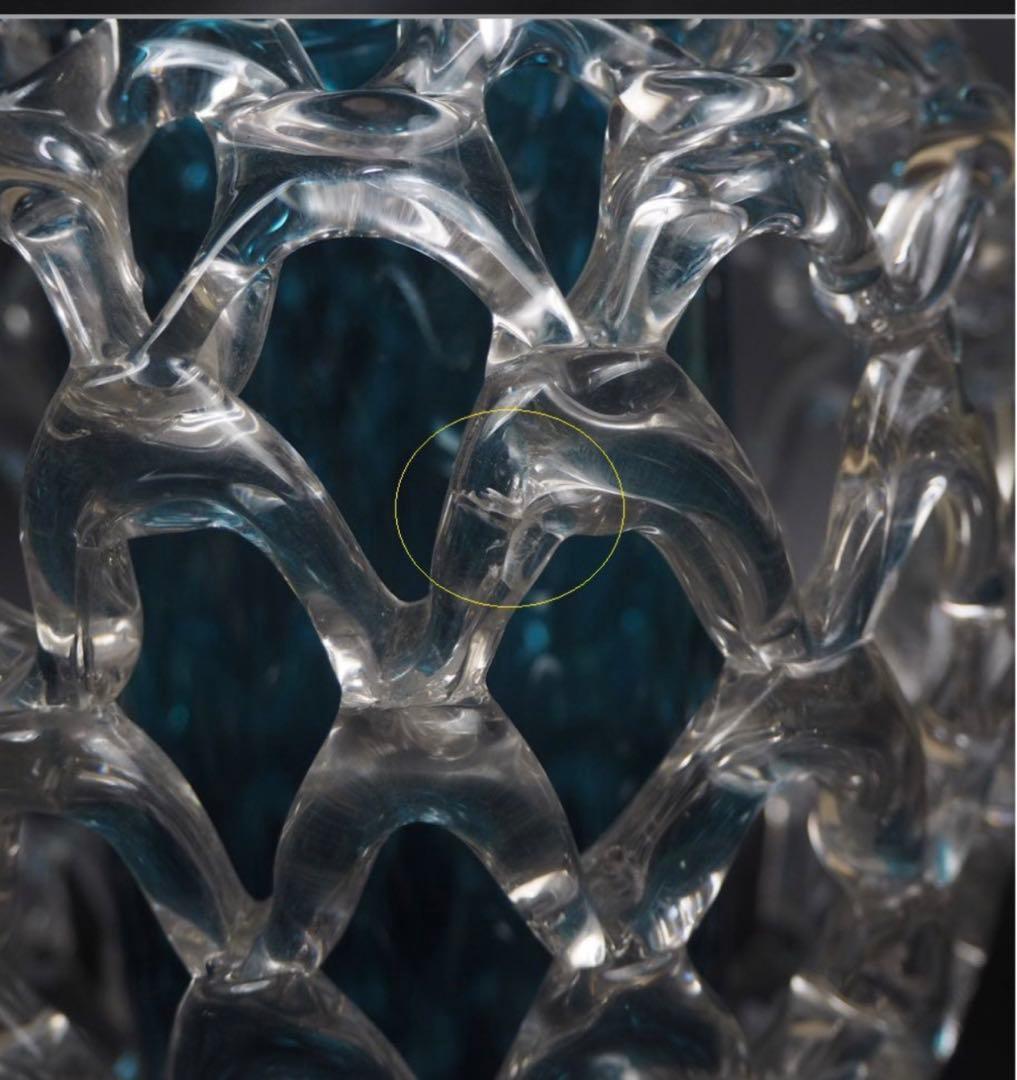 送料無料　時代物　ヴィンテージ　手造り二重透かしガラス花瓶　高さ26ｃｍ