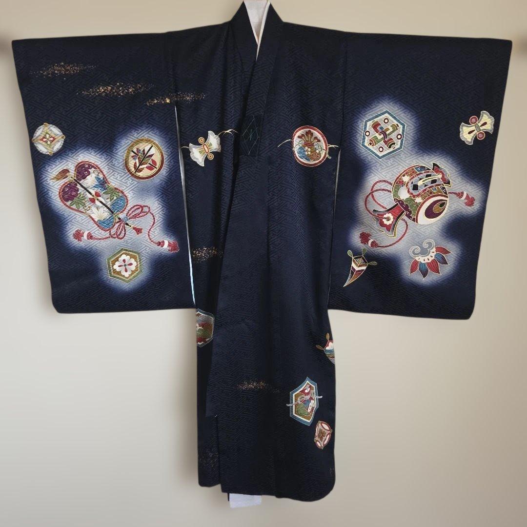 YUKI　　No44 男の子　お祝い着物　長襦袢付き　産着　七五三