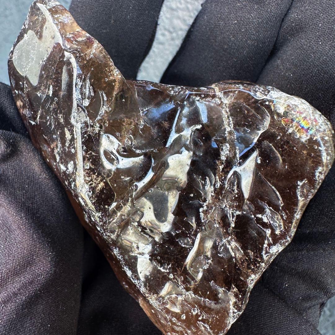 【金運☆魔除】レインボー☆スモーキークォーツ☆天然石フリーフォーム原石A1496