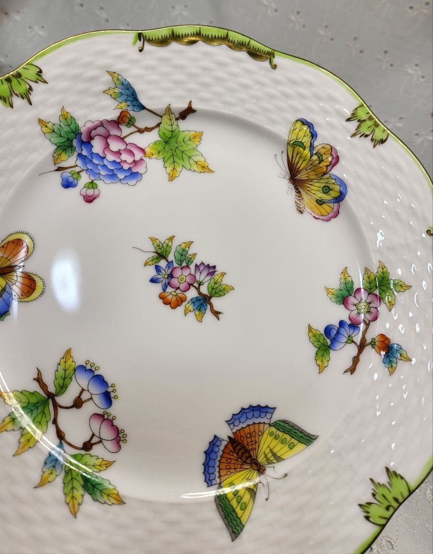 未使用近✨ヘレンド ヴィクトリアブーケ サラダ デザート プレート19 皿花蝶①