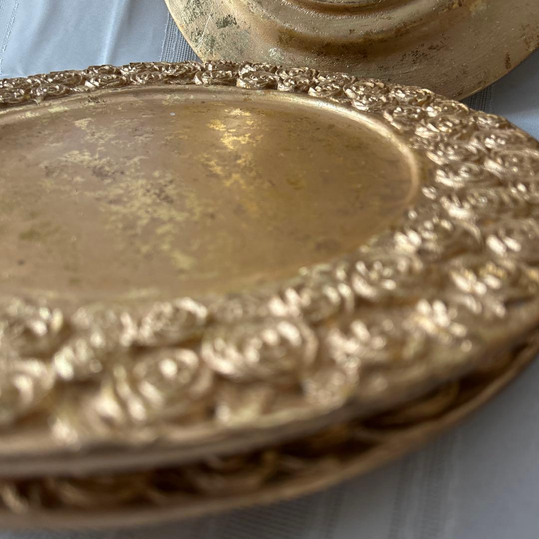 クリスマスプレートセット　 ６枚組　　ゴールド 薔薇模様 アンダープレート