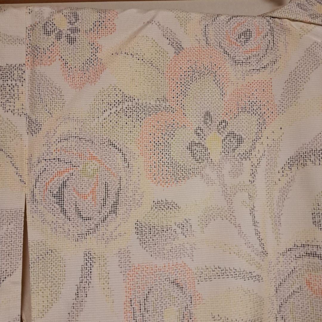 nao　普段着物　紬　クリーム色 M 　肩身丈159 +有松絞り浴衣