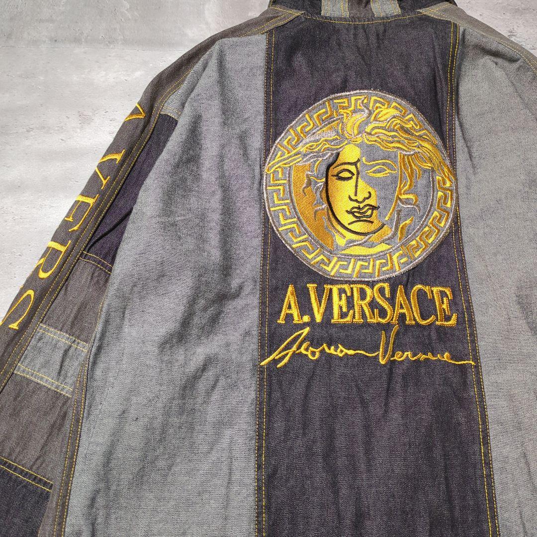 【90s_vintage】A.VERSACE シャンブレー刺繍Jacket