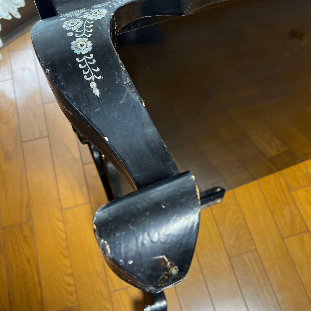 黒漆塗り母貝細工センターテーブル