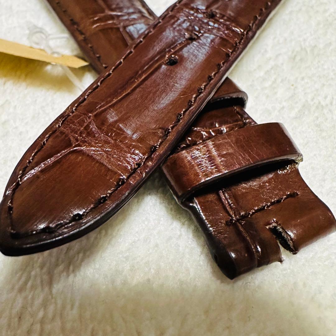 2421#19mm-16mmダークブラウン★本物クロコダイル腕時計用ベルト