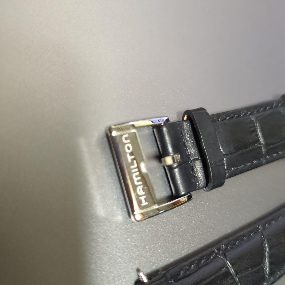 【新品】HAMILTON ブラック クロコ レザーベルト H600425101