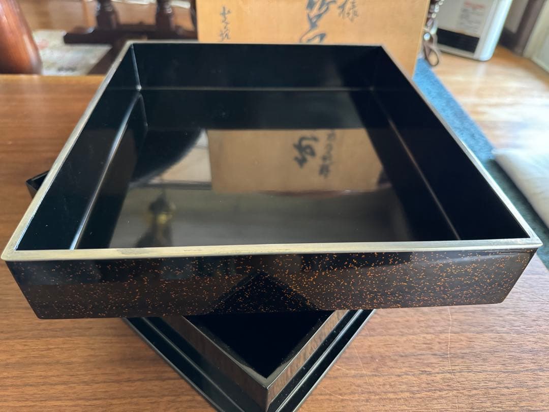螺鈿　色紙箱　作家物