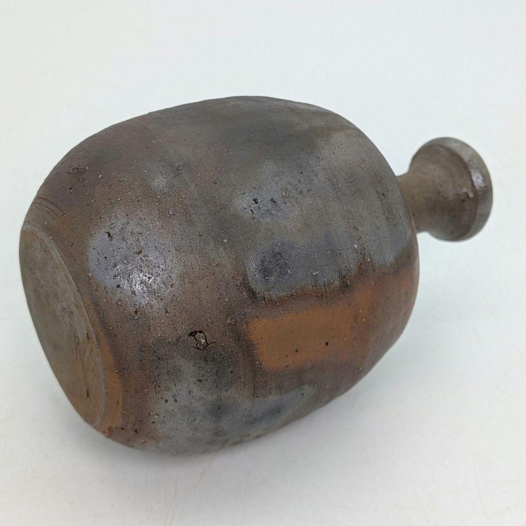 備前市無形文化財 榊原清人 備前焼 銀彩徳利花入 共箱 とっくり 一輪挿し花瓶