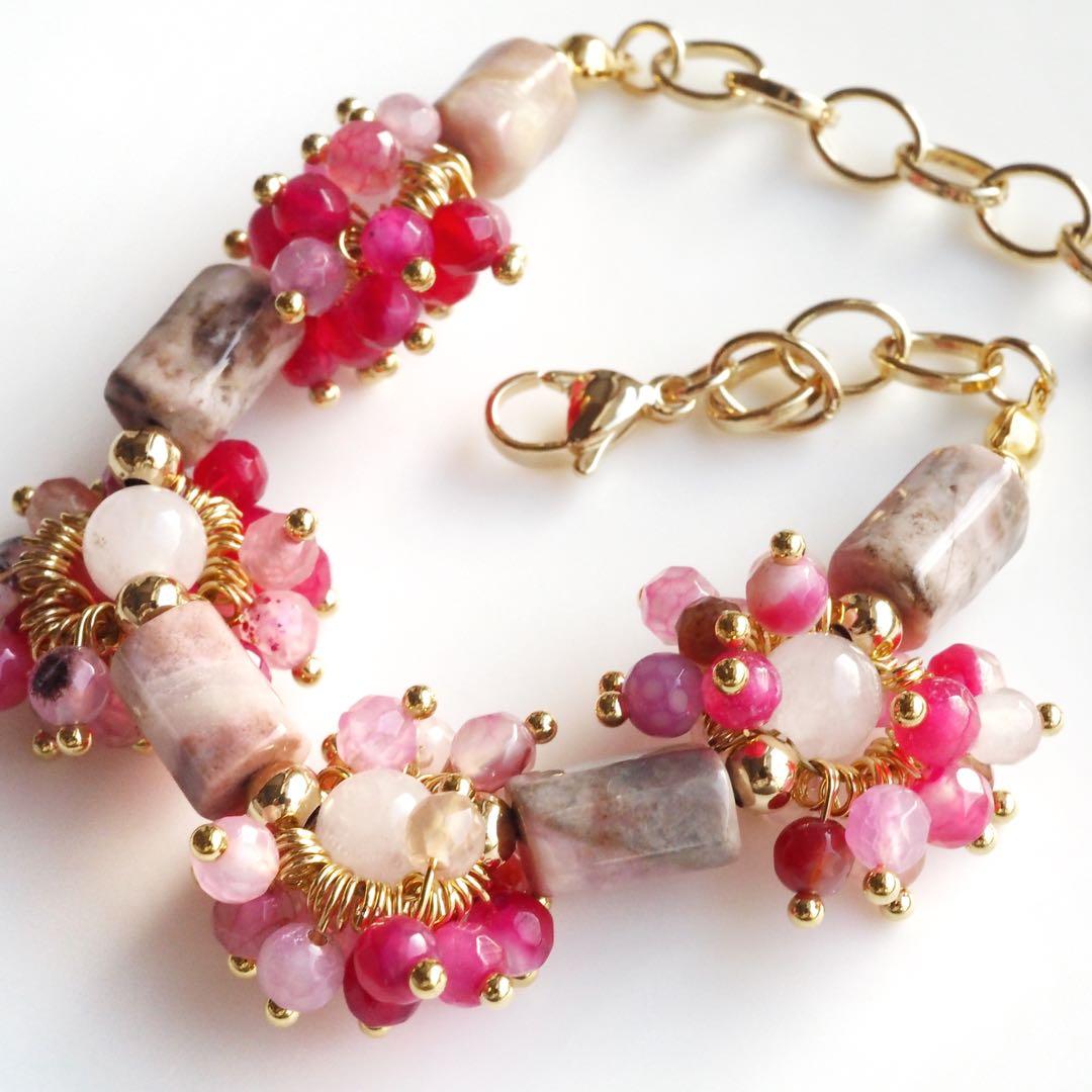 【Ruby】天然ケシパールのマンテルブレスレット