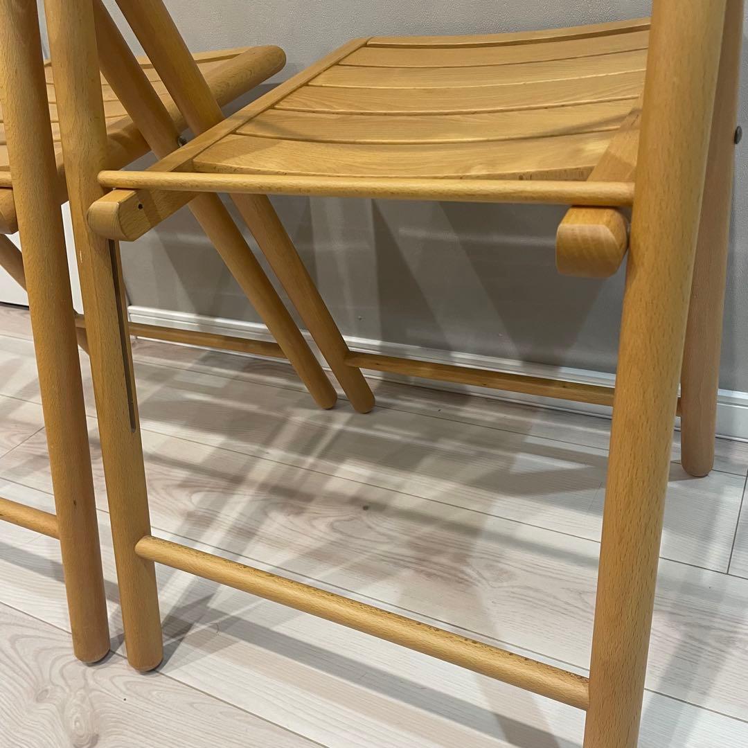 廃盤品 無印良品 木製折りたたみ椅子 フォールディングチェア 2脚