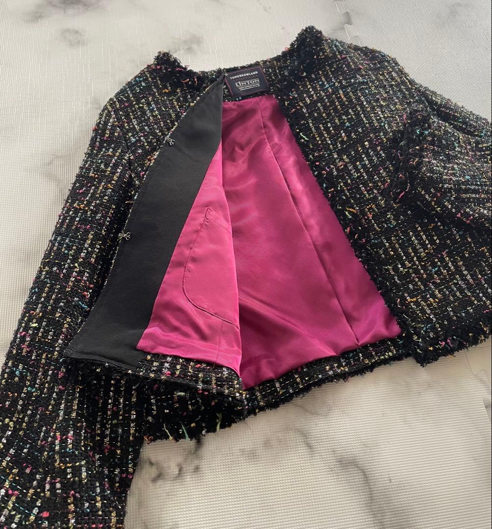 【トゥモローランド】リントン社製シャインファンシーツイードノーカラージャケット