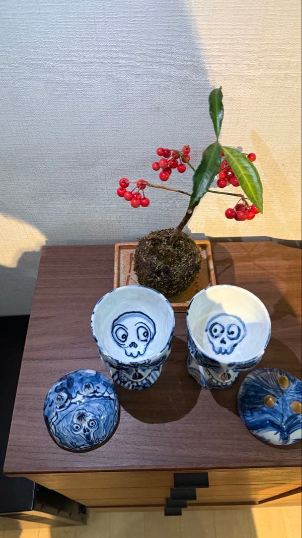 美品スカルデザイン（どくろ）の有田焼キャニスター